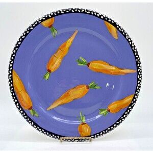 Droll Designs Carrot Decorative Dinner Plate 11.5" Purple Orange Signed RARE